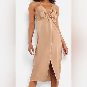 Express Beige Slip Front Tie Dress